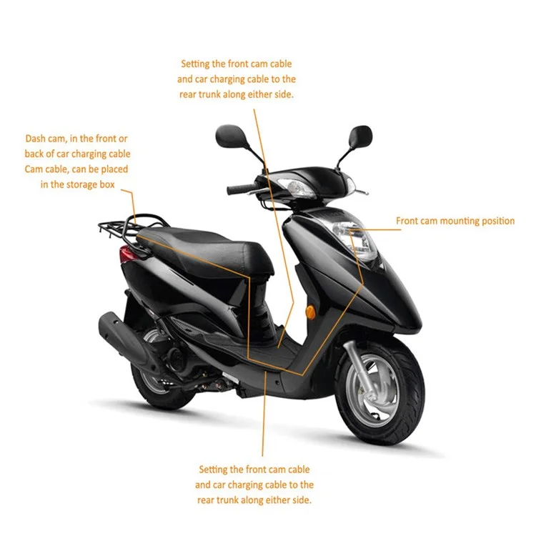 Cámara De Motocicleta MT-80 720p Recordadora De Datos Delantera Y Trasera Motorcilla LCD LCD Grabina Oculta Batería De 200 MAh De 200 MAh