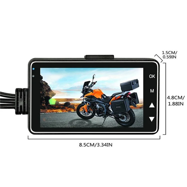 MT-80 Motorcycle Camera 720P Front and Rear Data Recorder 3 Inch LCD Screen Motorbike Concealed Recorder Built-in 200mAh Battery