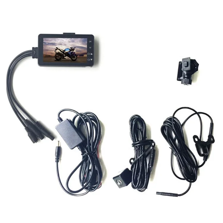 MT-80 Motorcycle Camera 720P Front and Rear Data Recorder 3 Inch LCD Screen Motorbike Concealed Recorder Built-in 200mAh Battery