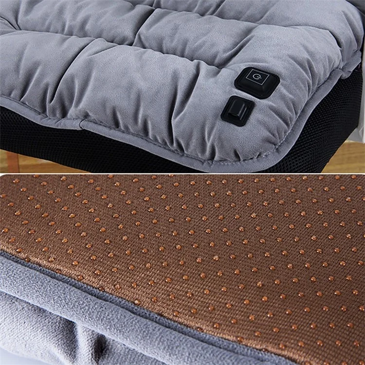 Cuscino riscaldato per auto in velluto 45 x 45 x 8 cm - Cuscino per sedile auto Copri sedia Tappetino con riscaldamento USB - Grigio