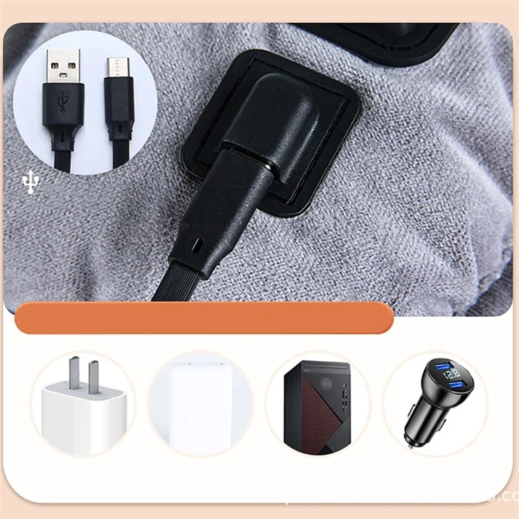 Cuscino riscaldato per auto in velluto 45 x 45 x 8 cm - Cuscino per sedile auto Copri sedia Tappetino con riscaldamento USB - Grigio