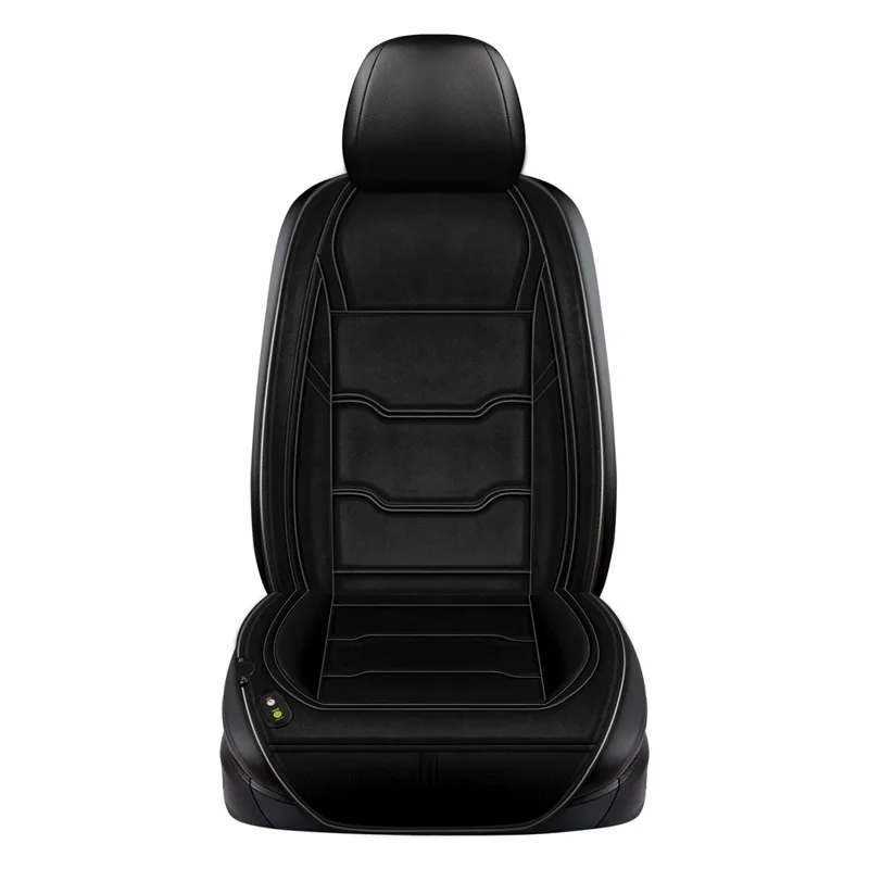 12V / 24V Single Seat Car Cigarette Lighter Heated Seat Cushion Chair Heating Pad with 3 Heat Settings - Black