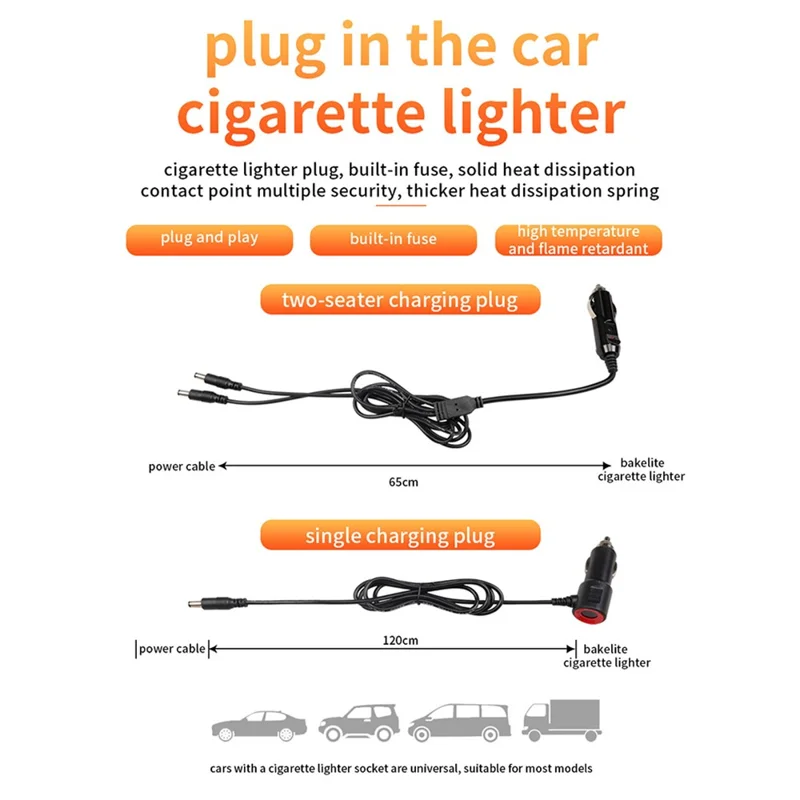 12V / 24V Single Seat Car Cigarette Lighter Heated Seat Cushion Chair Heating Pad with 3 Heat Settings - Black