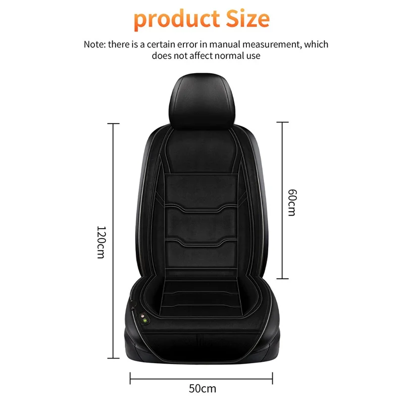 12V / 24V Single Seat Car Cigarette Lighter Heated Seat Cushion Chair Heating Pad with 3 Heat Settings - Black