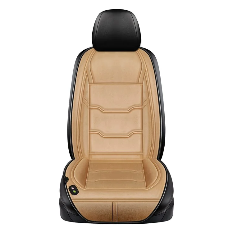 12V / 24V Single Seat Car Cigarette Lighter Heated Seat Cushion Chair Heating Pad with 3 Heat Settings - Beige