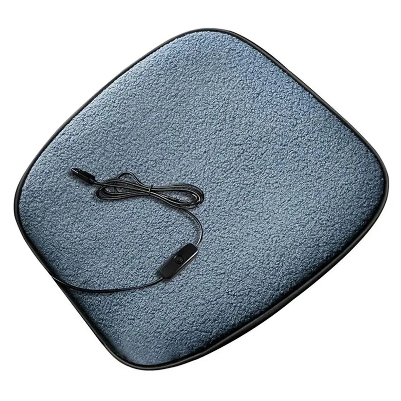 5V Car Heating Cushion Lamb Fleece Winter Warm Universal Car Interior Seat Cover Pad - Sapphire