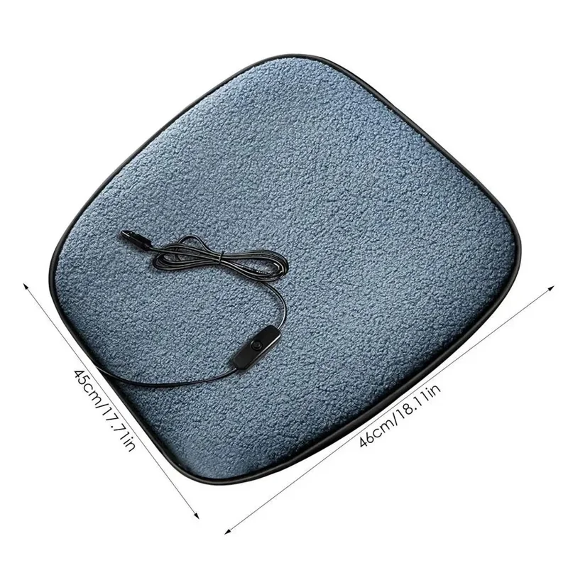5V Car Heating Cushion Lamb Fleece Winter Warm Universal Car Interior Seat Cover Pad - Sapphire