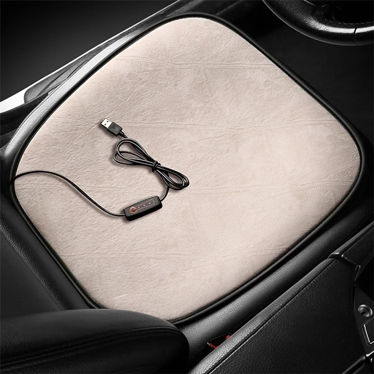 Almofada Aquecedora para Assento do Carro 3 Temperaturas USB 5V Almofada Aquecedora Capa para Assento de Carro para Inverno Frio - Bege