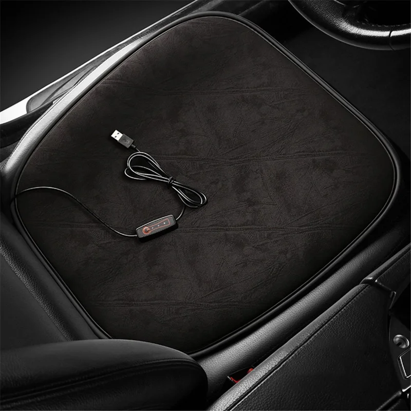 USB Heating Pad for Car 3 Temperature Car Seat Cover Cushion - Black