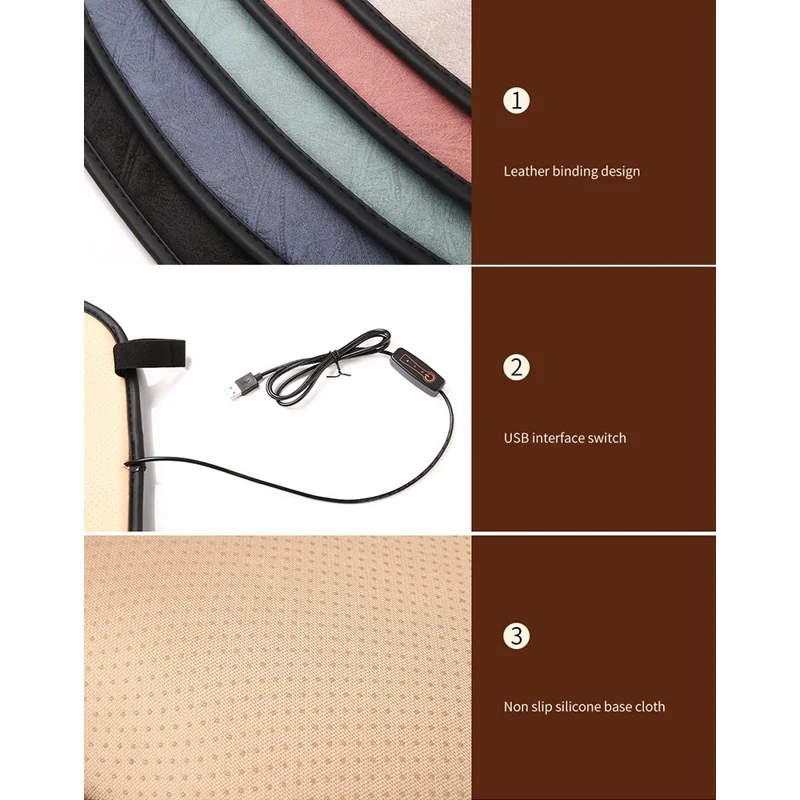 USB Heating Pad for Car 3 Temperature Car Seat Cover Cushion - Green