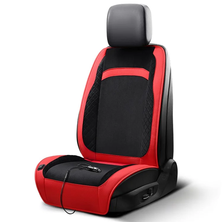 Universal 12V / 24V Car Electric Heating Car Seat Cushion with Backrest Car Seat Warmer for Winter - Black / Red