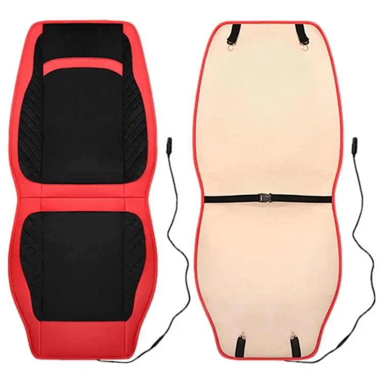 Universal 12V / 24V Car Electric Heating Car Seat Cushion with Backrest Car Seat Warmer for Winter - Black / Red