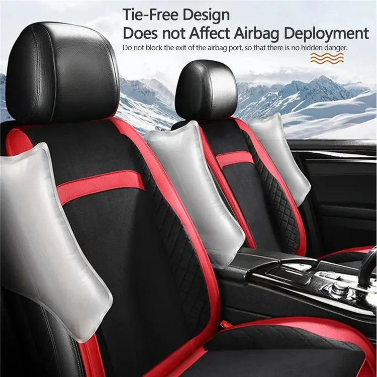 Universal 12V / 24V Car Electric Heating Car Seat Cushion with Backrest Car Seat Warmer for Winter - Black / Red