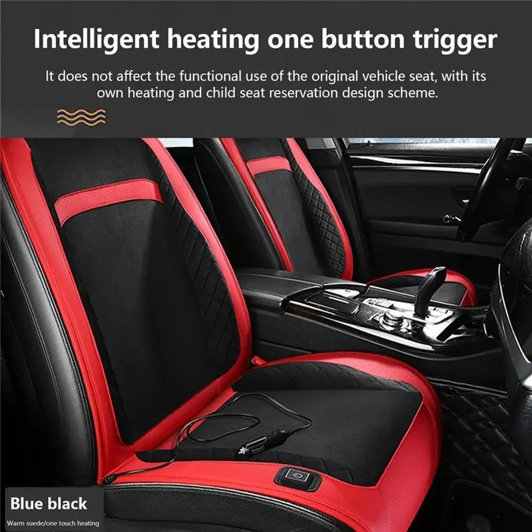 Universal 12V / 24V Car Electric Heating Car Seat Cushion with Backrest Car Seat Warmer for Winter - Black / Red