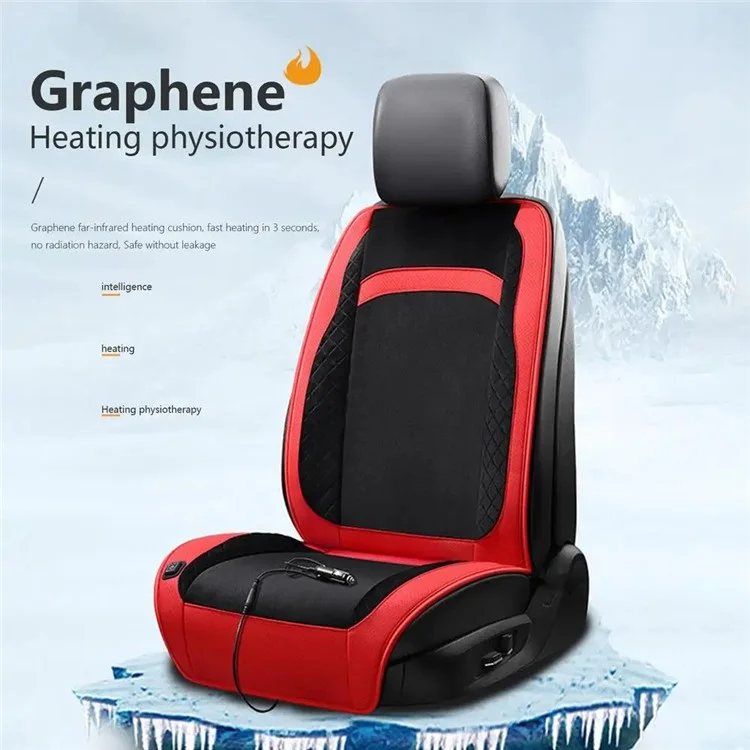 Universal 12V / 24V Car Electric Heating Car Seat Cushion with Backrest Car Seat Warmer for Winter - Black / Red