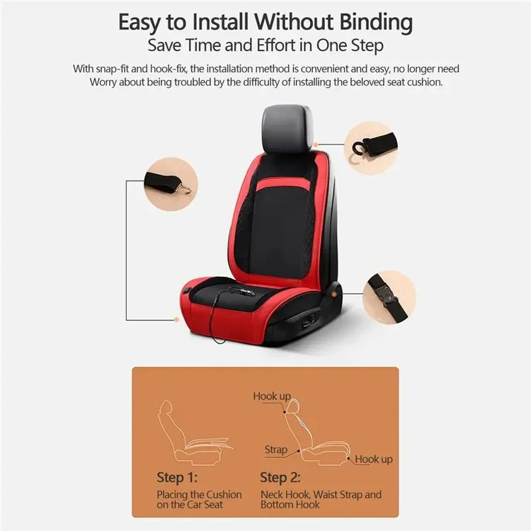 Universal 12V / 24V Car Electric Heating Car Seat Cushion with Backrest Car Seat Warmer for Winter - Black / Red