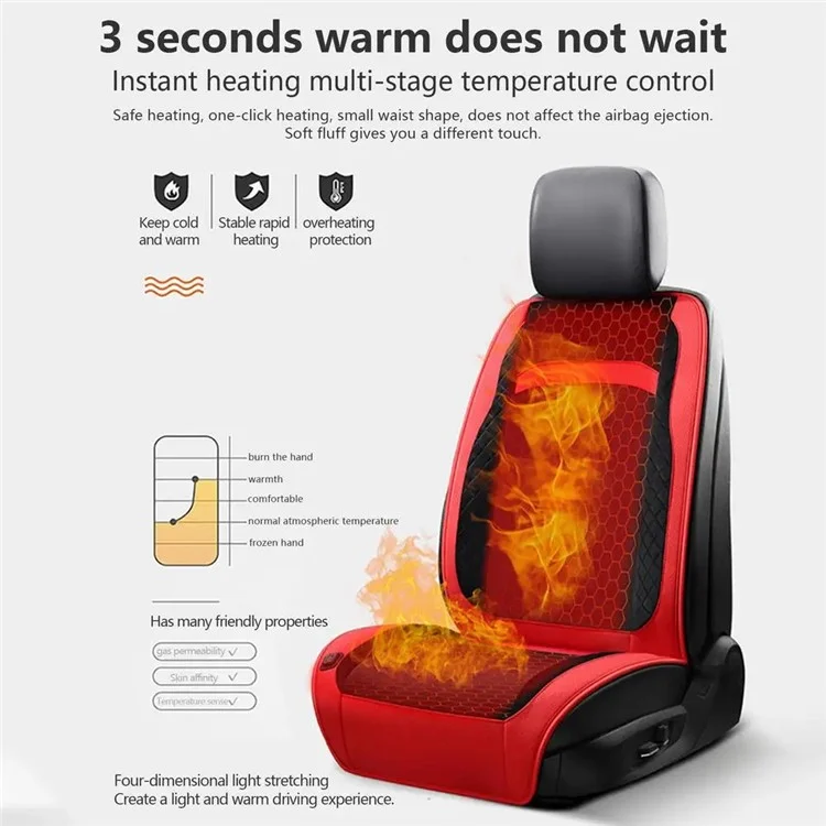 Universal 12V / 24V Car Electric Heating Car Seat Cushion with Backrest Car Seat Warmer for Winter - Black / Red