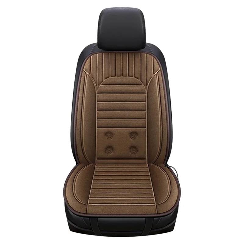 G-4S Heated Car Seat Covers Winter Heating 12V Car Seat Warmer Pad with Backrest - Coffee