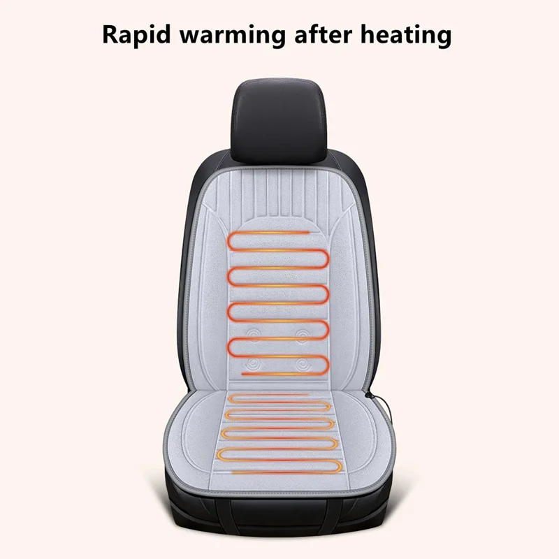 G-4S Heated Car Seat Covers Winter Heating 12V Car Seat Warmer Pad with Backrest - Coffee