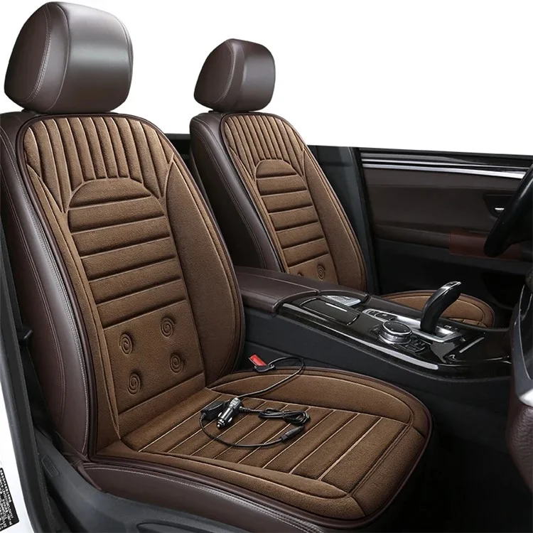 G-4S 2Pcs / Set 12V Car Seat Heating Cushion for Winter Heated Seat Covers with Backrest - Coffee
