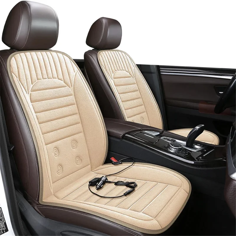 G-4S 2Pcs / Set 12V Car Seat Heating Cushion for Winter Heated Seat Covers with Backrest - Beige