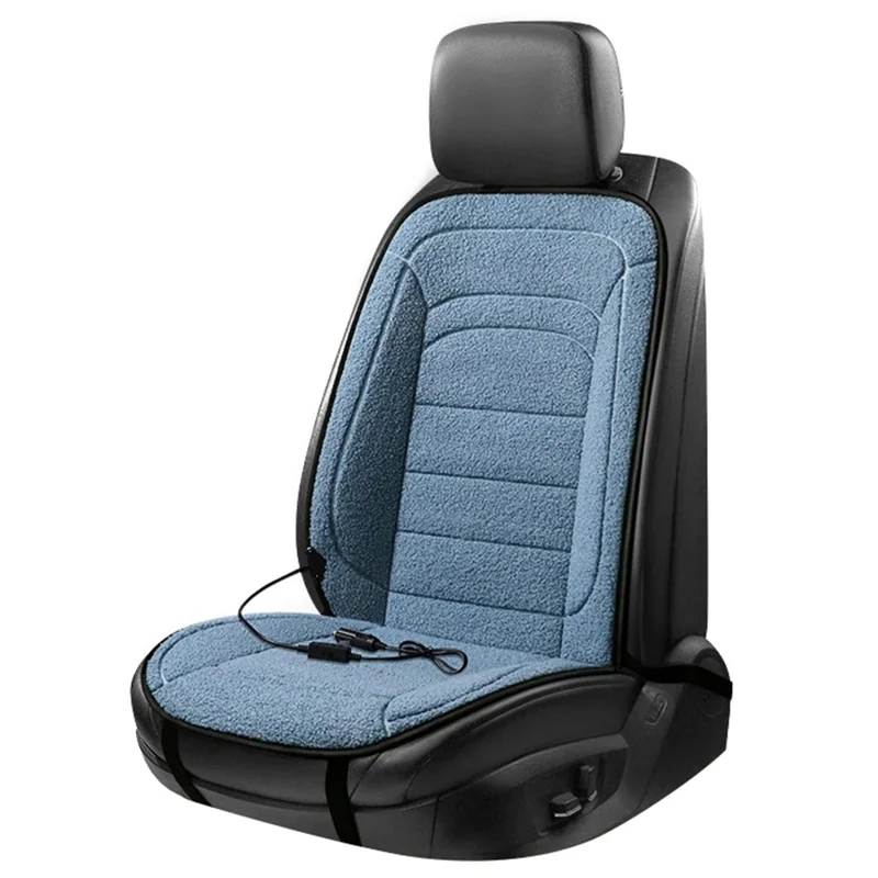 12V Car Heated Seat Cushion Winter Seat Cover Imitation Cashmere Vehicle Seat Protector Pad with Backrest - Sapphire