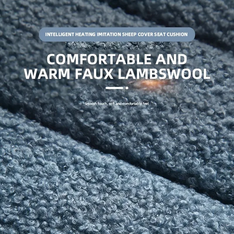 12V Car Heated Seat Cushion Winter Seat Cover Imitation Cashmere Vehicle Seat Protector Pad with Backrest - Grey