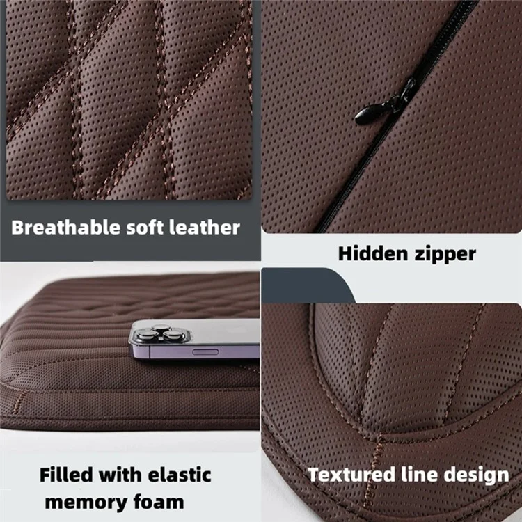 TK036 Nappa Texture PU Leather + Memory Foam Car Seat Cushion Non-slip Seat Pad - Marrone