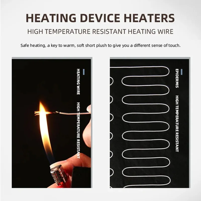 2Pcs 12V Electric Heated Car Seat Cushion Back Cover Winter Heating Seat Pad - Black