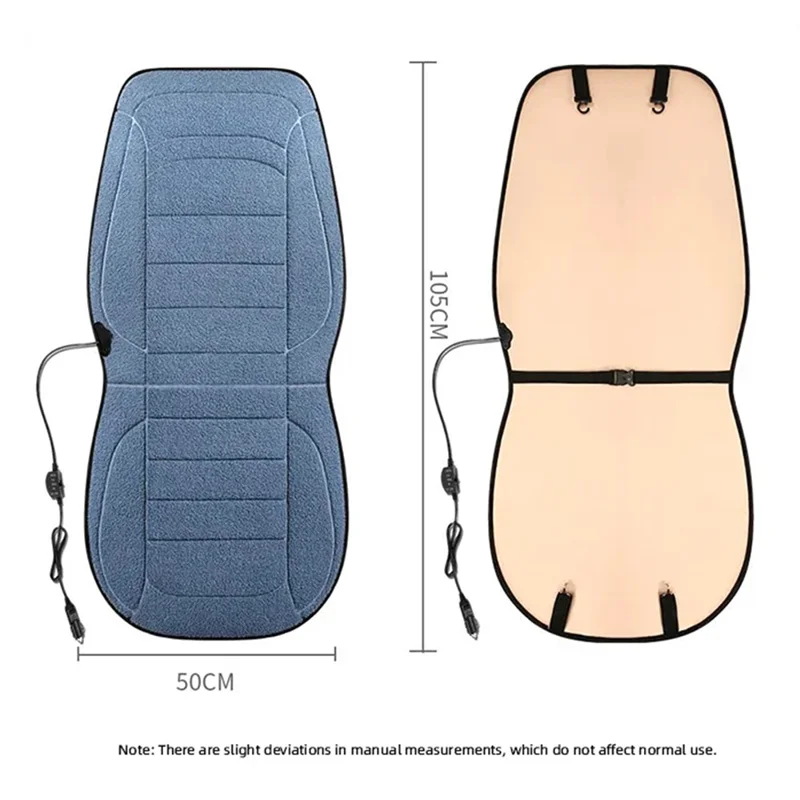 2Pcs 12V Electric Heated Car Seat Cushion Back Cover Winter Heating Seat Pad - Grey