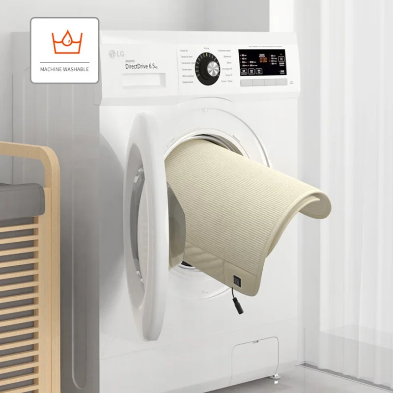 ANJUNY Winter Car Electric Heated Seat Cushion with Backrest Plush Chair Heating Pad - Black / Passenger Side