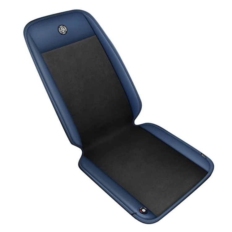 ANJUNY Car Electric Heated Seat Cushion Leder+Samt+Schaum Winter Sitzheizung mit Rückenlehne - Schwarz+Dunkelblau / Fahrerseite