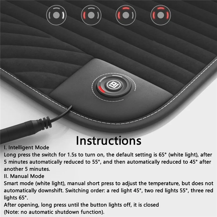 ANJUNY 12 / 24V Car Electric Heated Seat Cushion Warm Plush Seat Heating Pad with Backrest - Grey / Driver Side