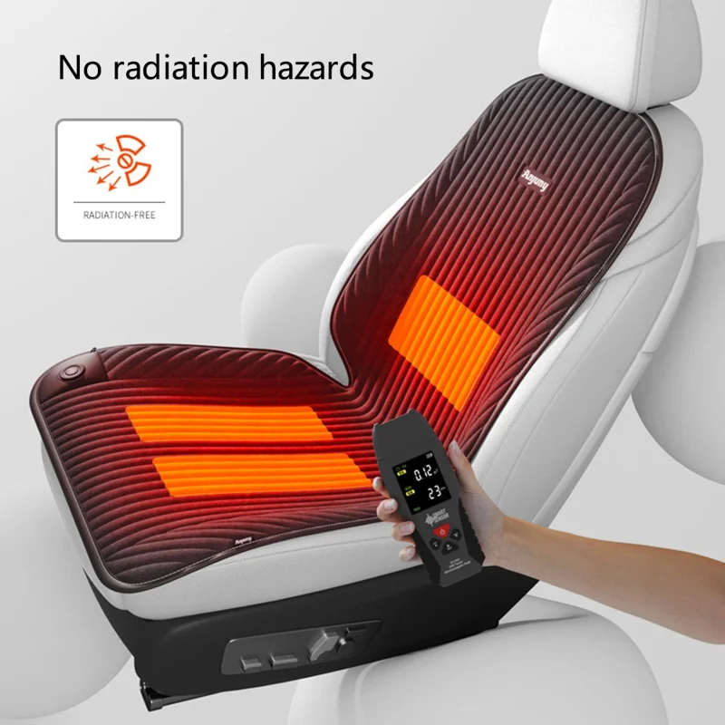 ANJUNY 12 / 24V Car Electric Heated Seat Cushion Warm Plush Seat Heating Pad with Backrest - Coffee / Passenger Side