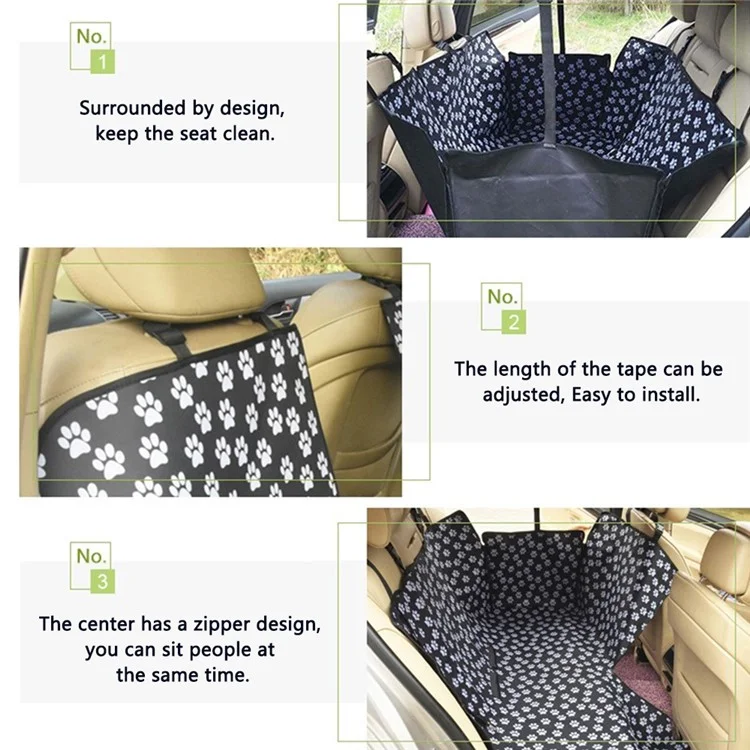 YF-1591 Almohadilla impermeable con estampado de la pata del gato Cojín para perro para el asiento trasero del coche, 130*145*40 cm