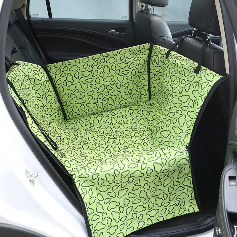 Dog Car Seat Cover Cloud Pattern Waterproof Seat Mat with Safety Rope, 60*55*35cm - Green