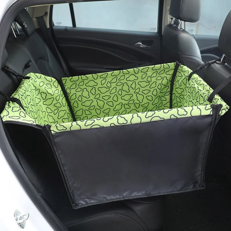 Dog Car Seat Cover Cloud Pattern Waterproof Seat Mat with Safety Rope, 60*55*35cm - Green