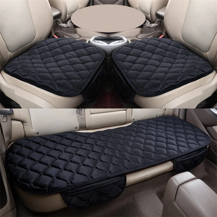 xdg-02 Juego de 3 Piezas de Almohadillas para Asiento de Coche Delantero y Trasero Calientes Antideslizantes - Negro