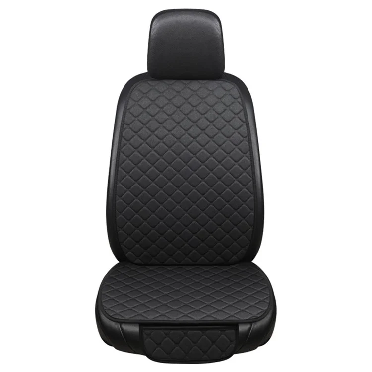 4Pcs / Set 2 x Car Front Seat Cover+2 x Car Seat Back Cushion for Leg Pressure and Back Pain Relief - Black