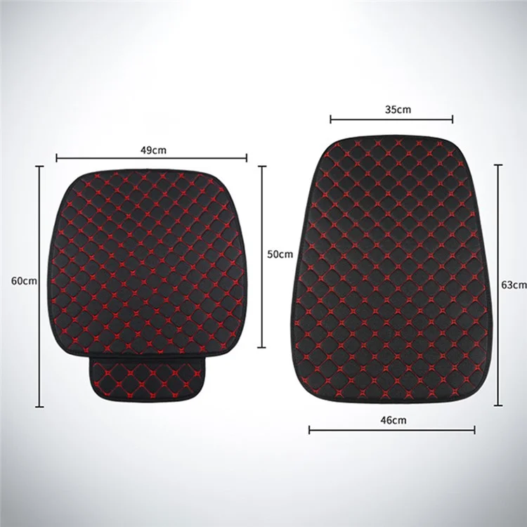 4Pcs / Set 2 x Car Front Seat Cover+2 x Car Seat Back Cushion for Leg Pressure and Back Pain Relief - Black