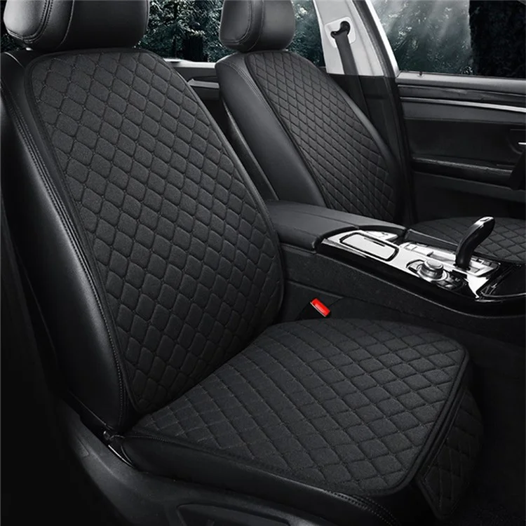 4Pcs / Set 2 x Car Front Seat Cover+2 x Car Seat Back Cushion for Leg Pressure and Back Pain Relief - Black