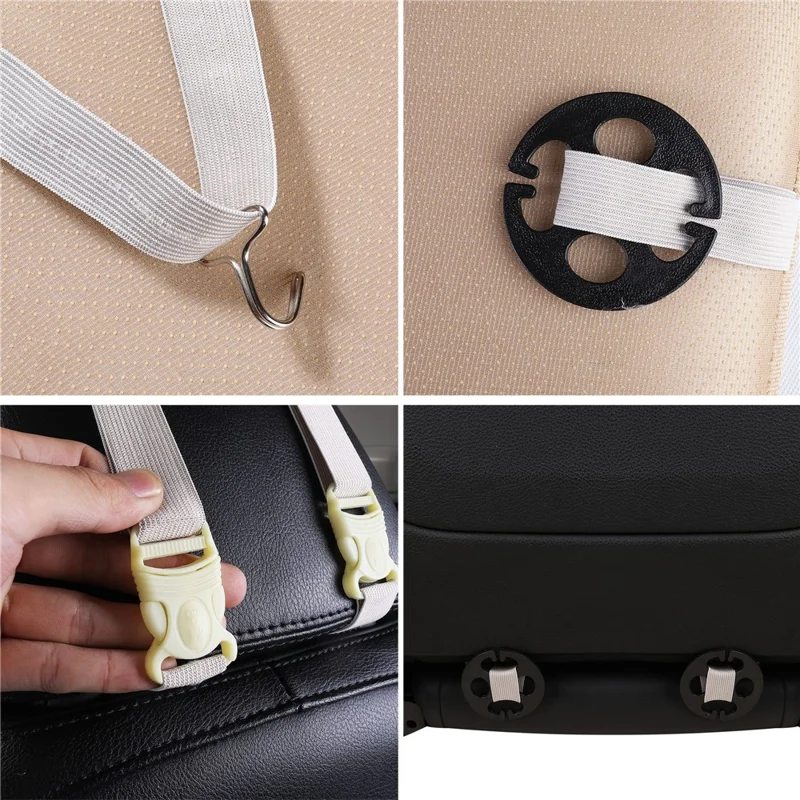 2 Sets PU Leder Autositzpolster Matte Autositzschutz Sitzbezug - Beige
