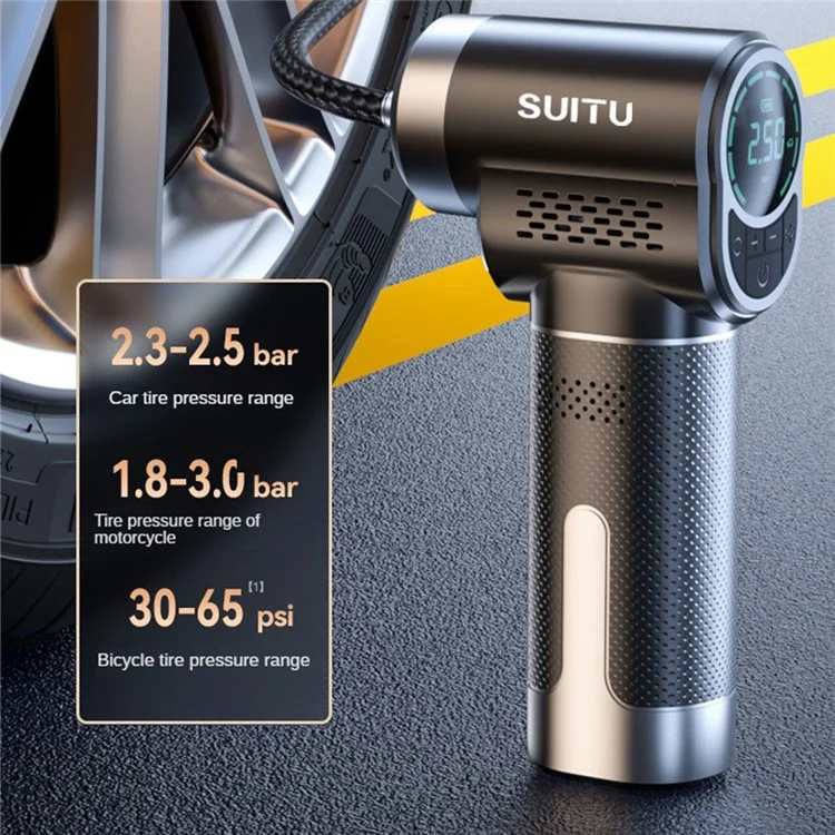 SUITU ST-5518 Pompa Gonfiabile per Auto Senza Fili Multifunzionale Portatile Mini Pompa con Illuminazione
