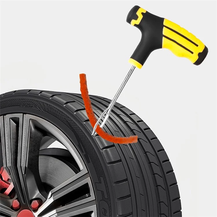 BY-1308 Car Tire Repair Tool Kit Tyre Puncture Tool with Rubber Strip + Gloves (without Glue)