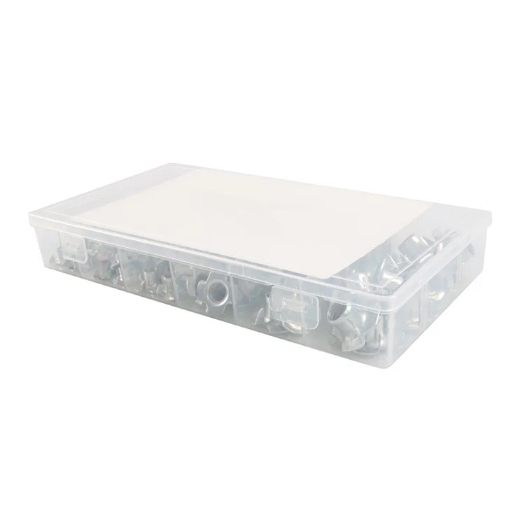 A8074 120 pièces M4+M5+M6+M8+M10 Kit d'écrous en acier au carbone à 4 branches avec boîte de rangement 