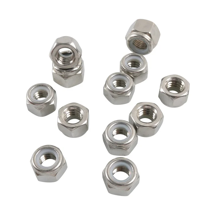 Kit assortiment de 80 pièces de 304 écrous hexagonaux de blocage en acier inoxydable + insert en nylon