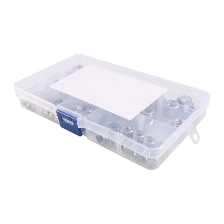 Kit assortiment de 80 pièces de 304 écrous hexagonaux de blocage en acier inoxydable + insert en nylon