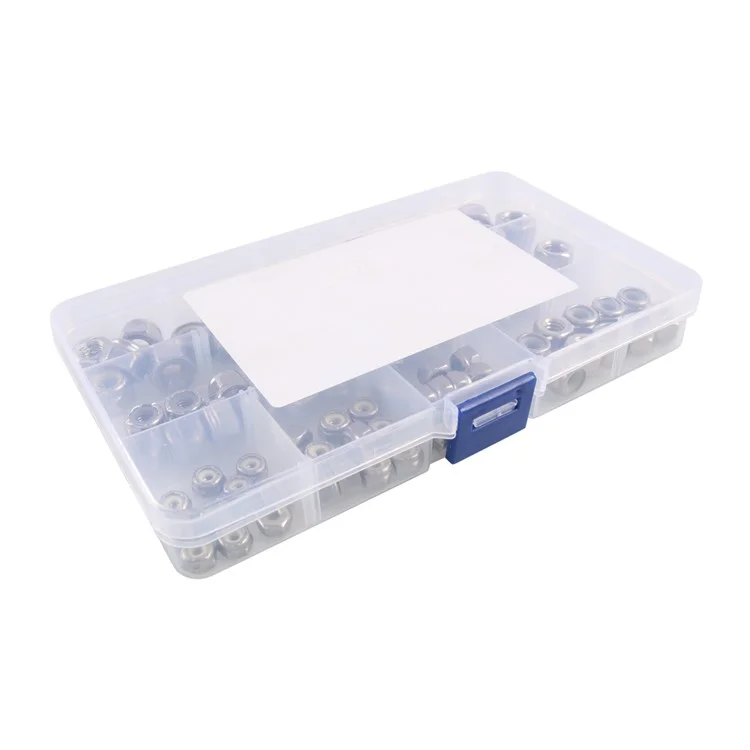 Kit assortiment de 80 pièces de 304 écrous hexagonaux de blocage en acier inoxydable + insert en nylon
