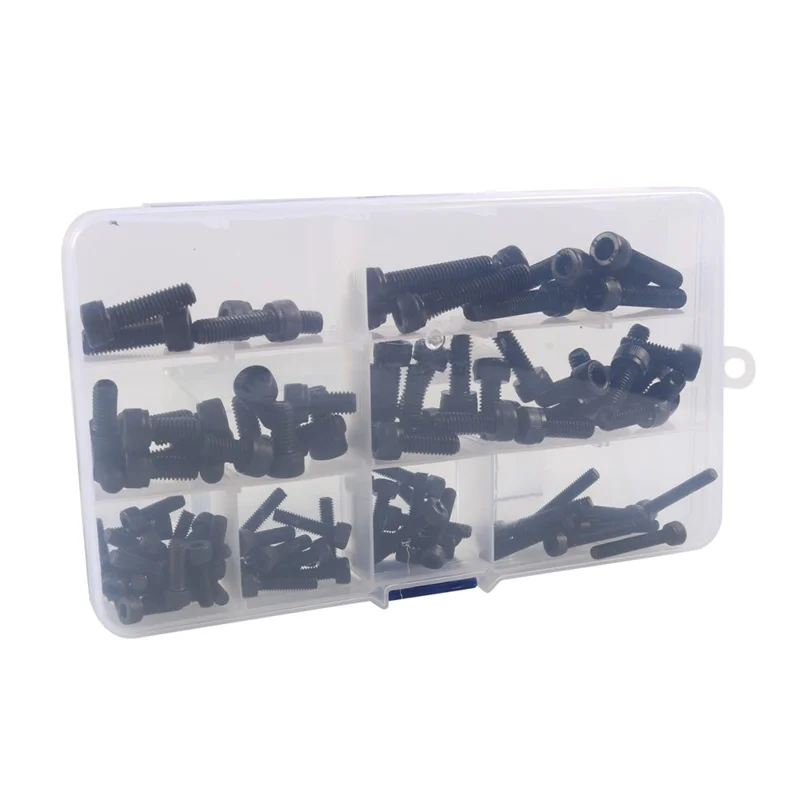 A7673 100Pcs M4+M6 Alloy Steel Hex Socket Head Cap Bolts Assortment Kit