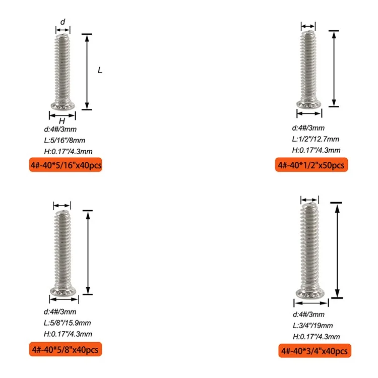A7810 170Pcs 304 Stainless Steel Pressure Riveting Screws Assortment Kit